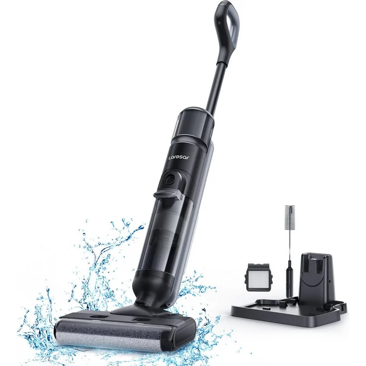 Laresar Nass-Trocken-Akkusauger 55 Min. für 230m², Smart-/Max-/Vac-Modi für beste Reinigung, 230,00 W, beutellos, Leistung/Wasserausstoß passen sich Flecken an, Eckenreinigung