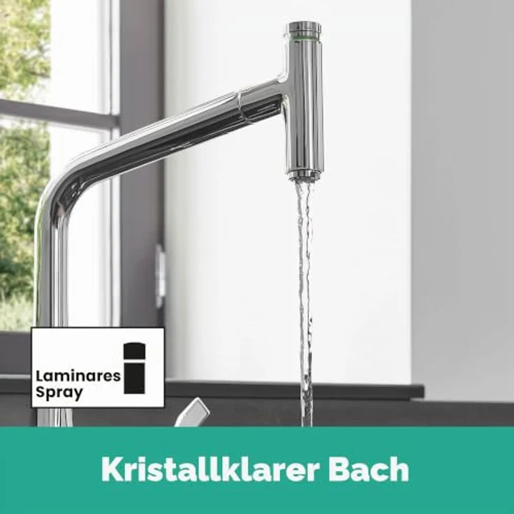 hansgrohe 320 Metris Select M71, Einhebel-Küchenmischer mit ausziehbarem Auslauf und SoftStart Technologie, Chrom – Bild 3