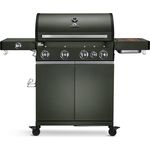 BURNHARD Big FRED Green, 4-Brenner Gasgrill mit 900°C Infrarot-Keramikbrenner, klappbaren Seitentischen und Gusseisen-Grillrost