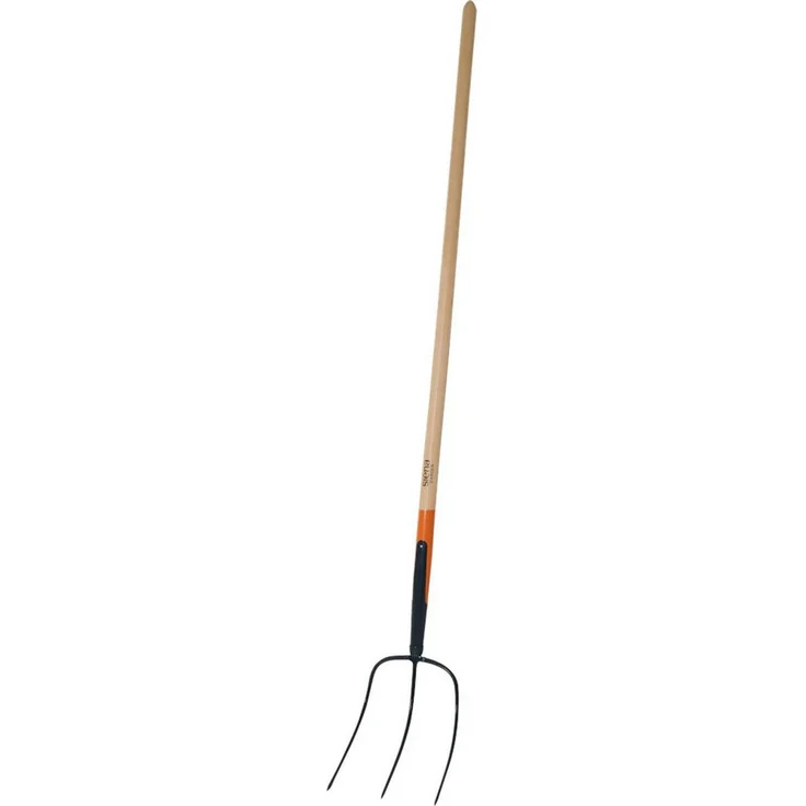 Siena Garden Spatengabel Dunggabel 3 Zinken 135 cm, Eschenstiel anthrazit-orange, ergonomisch und robust