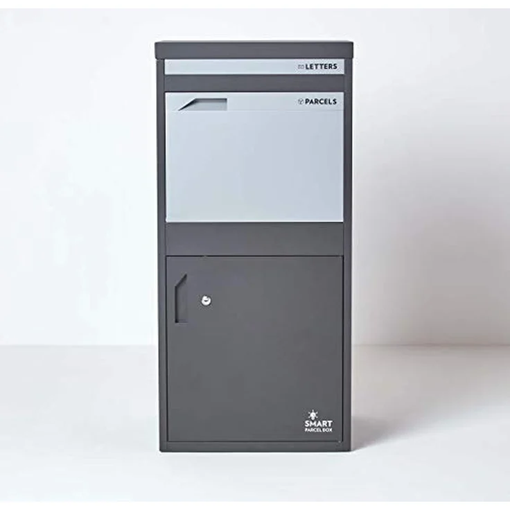 Smart Parcel Box XL grau 49x45x103 cm, Paketbriefkasten zur Wand- oder Bodenmontage, Briefkasten für Pakete & Briefe, Entnahme hinten & vorne – Bild 3