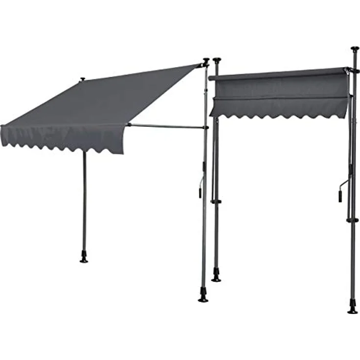 QUICK STAR Klemmmarkise 200x130cm Grau Balkonmarkise Sonnenschutz Terrassenüberdachung Höhenverstellbar von 200-290cm Markise Balkon ohne Bohren – Bild 4