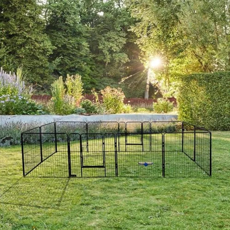 Home Deluxe Welpenauslauf BARKI, 80 x 80 cm, 12-teilig, schwarz, inkl. Türverriegelung und abgerundete Ecken, wetterfestes Design für drinnen und draußen – Bild 2