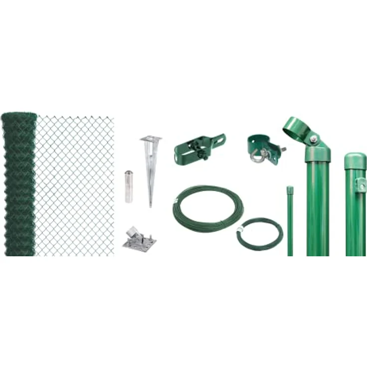 Alberts 633165 Maschendrahtzaun Komplettset, 75 m lang, 80 cm hoch, grün, mit Einschlagbodenhülse – Bild 1