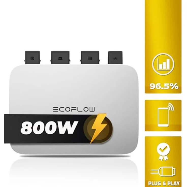 SUNNIVA® Balkonkraftwerk Black Frame 900/800W Solaranlage mit 800W Ecoflow Micro Wechselrichter - WIFI Bluetooth, upgradebar drosselbar, 2x450W Solarmodule – Bild 2