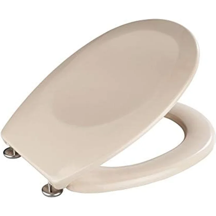 Wenko WC-Sitz Bergamo, Duroplast, beige, antibakteriell, kratzfest, mit Edelstahlbefestigung – Bild 3