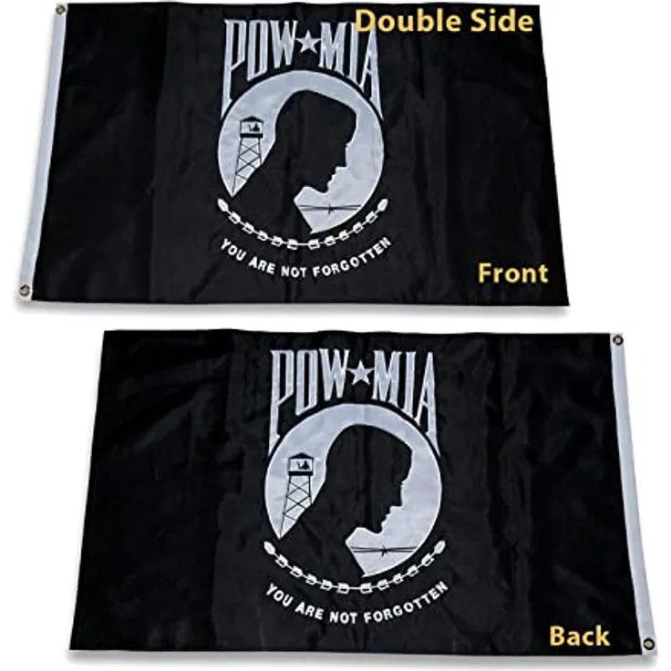 strapazierfähig, 3 x 5 Fuß Pow MIA Flagge 210D Nylon Oxford Premium Outdoor Bestickt einseitig Tüllen-hologrammbanner Messing 4 Zeilen von Schloss Naht Ende Fly Farb- und UV-Fade