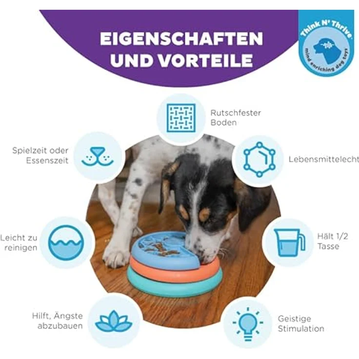 Outward Hound Nina Ottosson Puppy Lickin' Layers, Interaktives Hundepuzzle für Welpen, Level 2 Intermediate, Langsamfresser mit 3 drehenden Schichten, Mehrfarbig – Bild 2