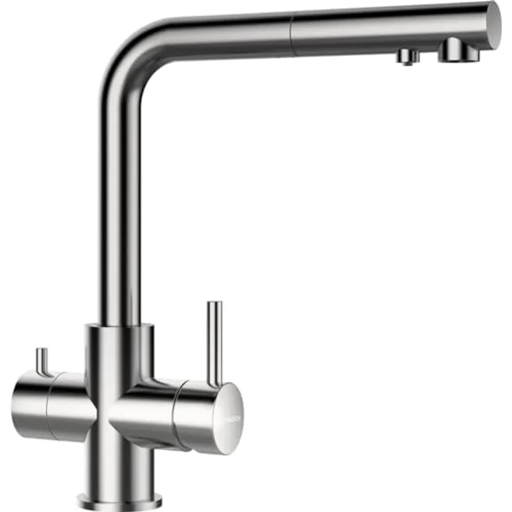 Schock Küchenarmatur Vitus Hochdruck, moderne L-Form mit ausziehbarem Auslauf und separatem Trinkwasserauslauf