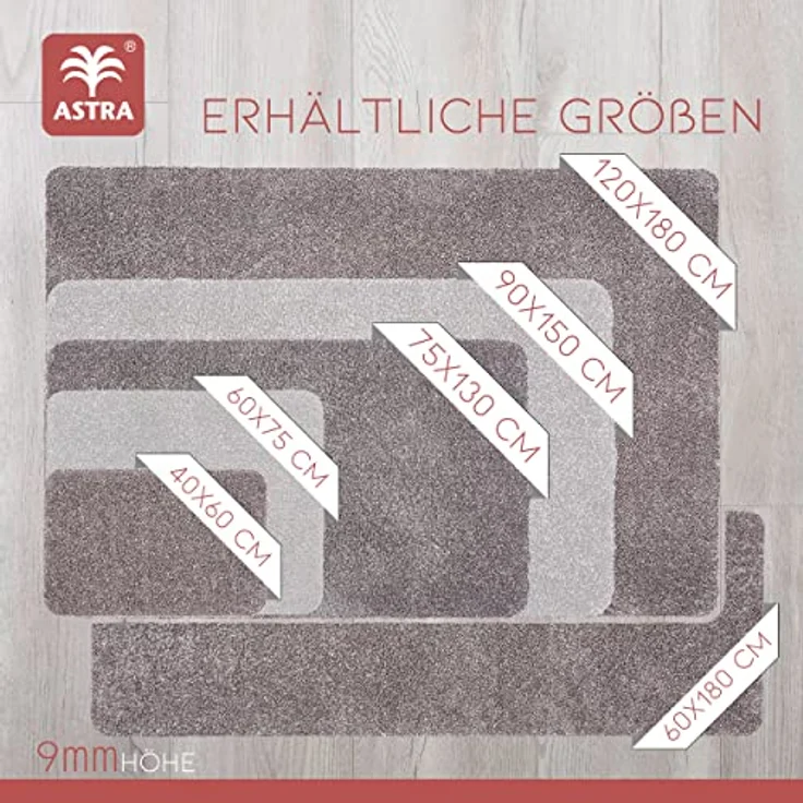ASTRA waschbarer Fußabstreifer Baumwolle – saugstarke Fußmatte Entra – rutschfeste Matten – (75 x 130 cm – grau) – Bild 3