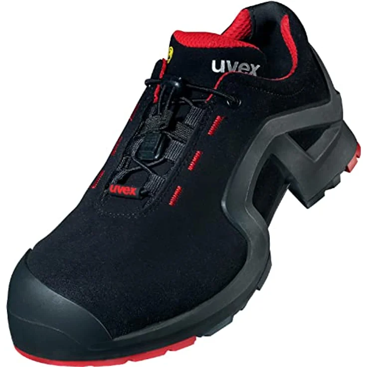 Uvex x-tended Sicherheits-Halbschuh Gr. 43 W11 S3L ESD, schwarz/rot, metallfrei, atmungsaktiv, mit durchtrittsicherer Einlage – Bild 1