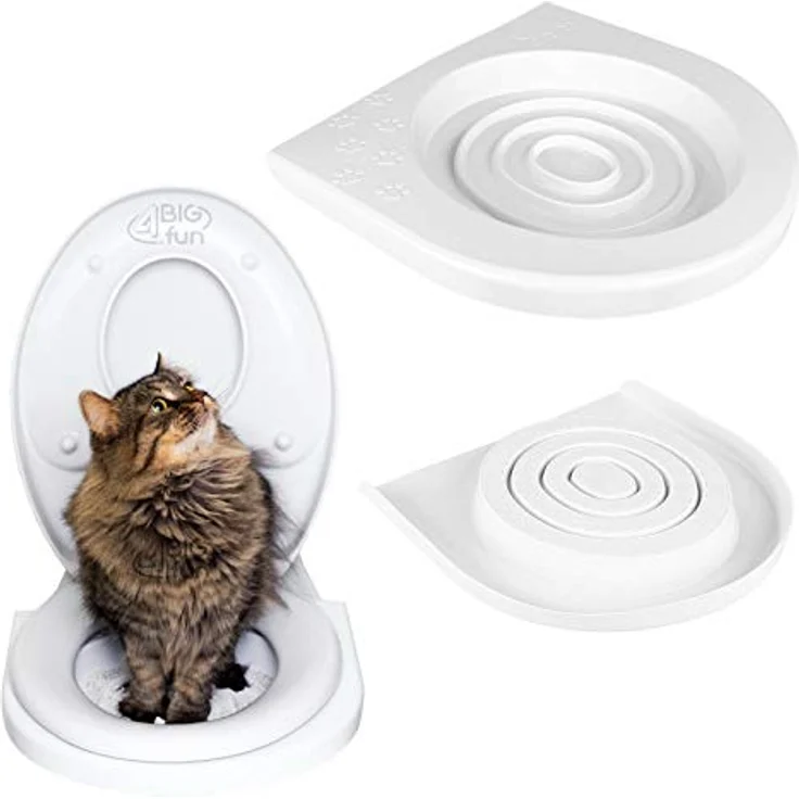 4BIG.fun Katzen WC-Sitz Toiletten Training System Katzentoilette Katzenklo Toilettensitz Trainingssystem zum eingewöhnen Ihrer Katze an das WC – Bild 1