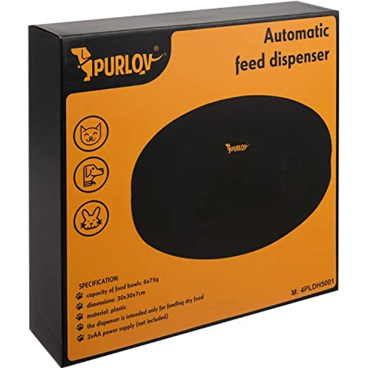 Purlov Futterautomat, Futternapf mit zeitgesteuertem Öffnungssystem - 6 Kammern, LED-Bildschirm, batteriebetrieben – Bild 8