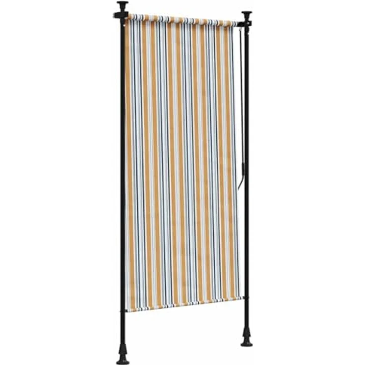 vidaXL Markise Außenrollo Gelb und Weiß 120x270 cm Stoff und Stahl, UV-beständig, Einziehbar, Höhenverstellbar – Bild 6