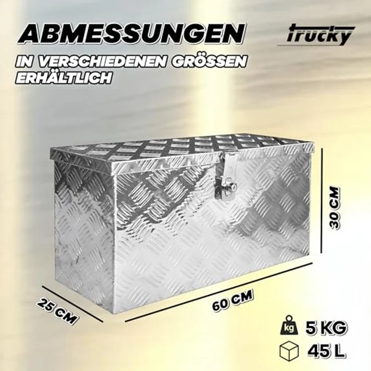 V2Aox Alubox Transportbox, Aluminium Werkzeugkiste mit Schloss, 60 x 25 x 30 cm, wasserdicht und robust – Bild 5