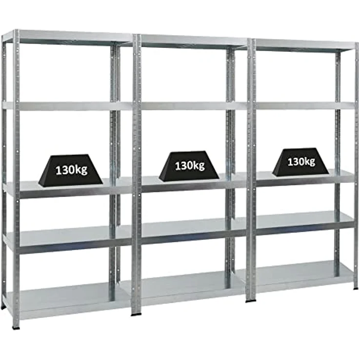PROREGAL Mega Deal 3er-Sparset Metallregal Steel Eagle 180x80x40cm Fachlast 130kg Verzinkt Schwerlastregal, Küchenregal, Kellerregal, Steckregal, Garagenregal, Lagerregal - PROREGAL Steel Eagle 180x80x40cm, Fachlast 130kg, Verzinkt – Bild 1