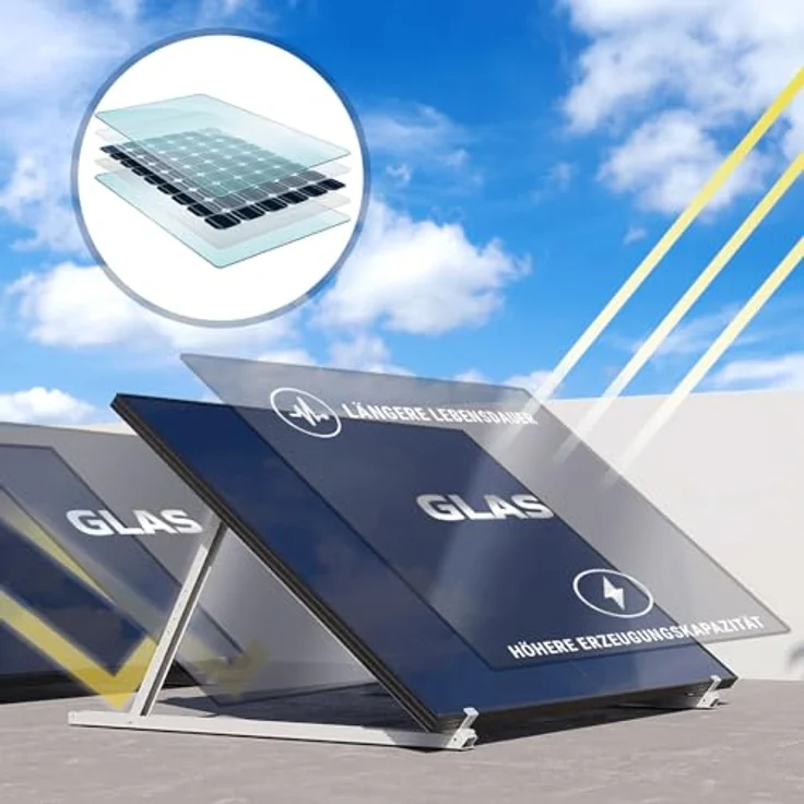 SUNNIVA® FULL BLACK Bifaziales Glas/Glas Solarpanel 500 Watt PV Modul - Nennleistung PMax 1 x 500W, IP68, ideal für Balkonkraftwerke, kompakte Maße, hohe Energieausbeute – Bild 3