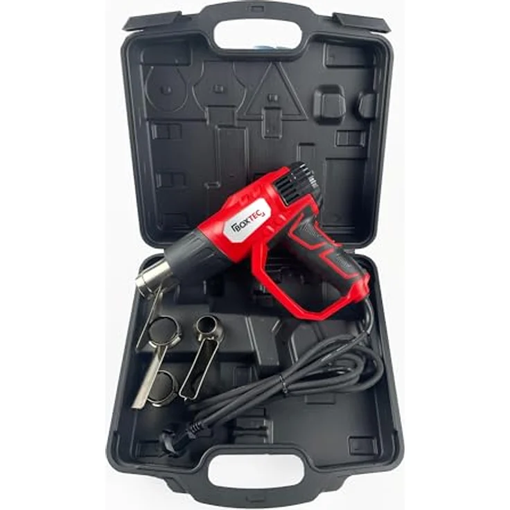 BOXTEC Heat Gun DIGITAL Heißluftpistole HL 2020, 2000 W, Temperaturregelung stufenlos 50°C-600°C, Digitaldisplay, SET mit Koffer – Bild 3