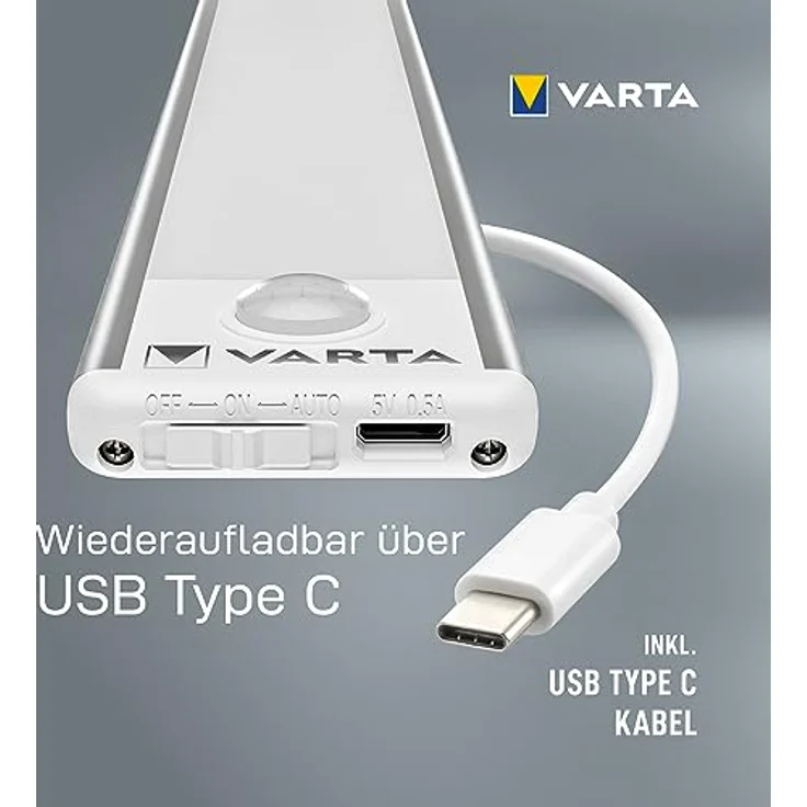 VARTA Unterbauleuchte, Schrankbeleuchtung mit Bewegungssensor LED, wiederaufladbar, Motion Sensor Slim Light, Nachtlicht, Lichtleiste, Beleuchtung für Küche, Schlafzimmer, Kinderzimmer, Bad, Keller – Bild 3