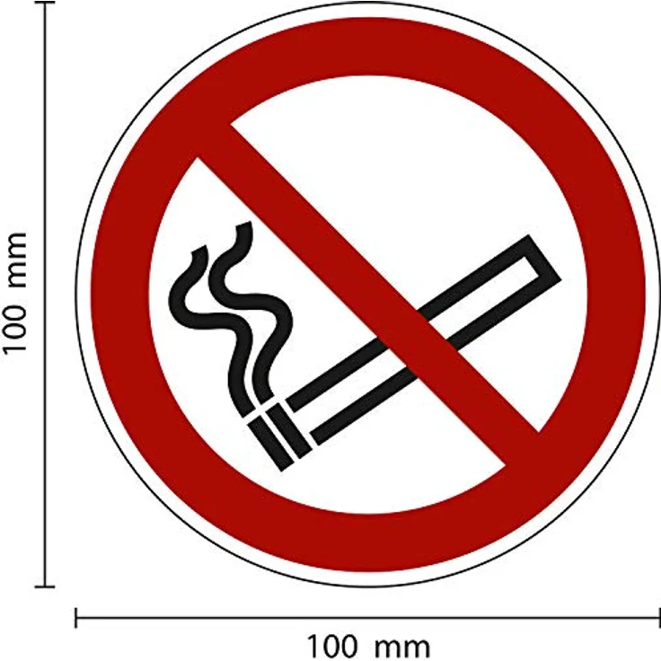 Marahrens Rauchen verboten, Hart-PVC, 100 mm Ø gemäß ASR A1.3 / ISO 7010 P002, Verbotszeichen Schild, 10 cm, glänzende Oberfläche – Bild 2