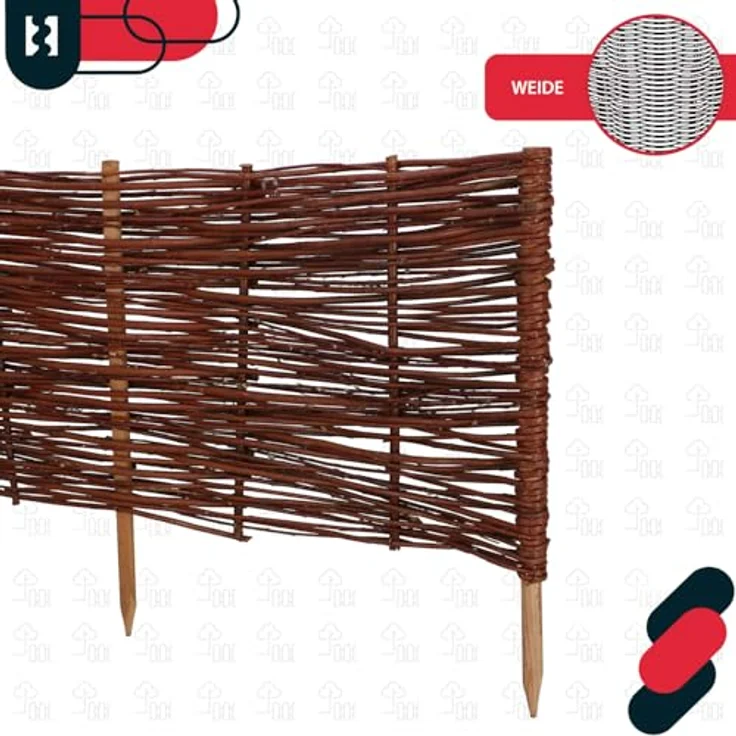 KOTARBAU® Beetbegrenzung aus Weide, 100 x 40 cm, ökologische Weidenpalisade für Gartenbeete und Rasenkanten – Bild 5