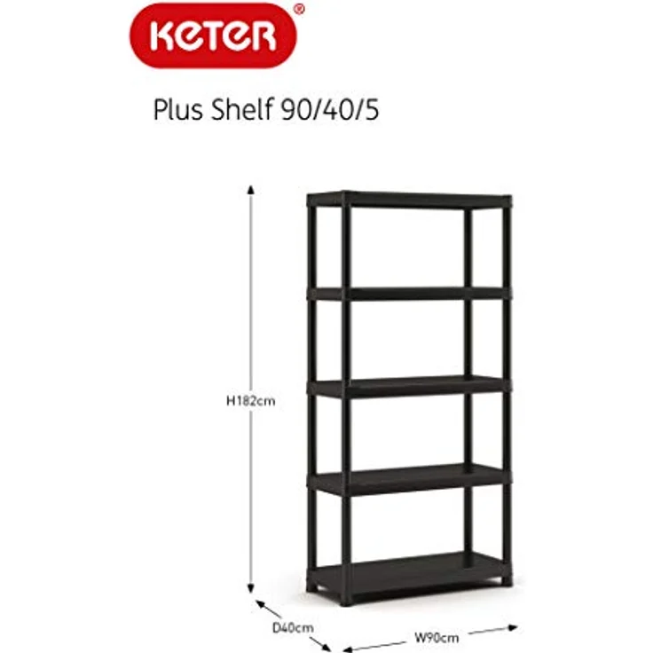Keter Plus Kunststoffregal 90/40/5, schwarz, 90 x 40 x 182 cm – Bild 4
