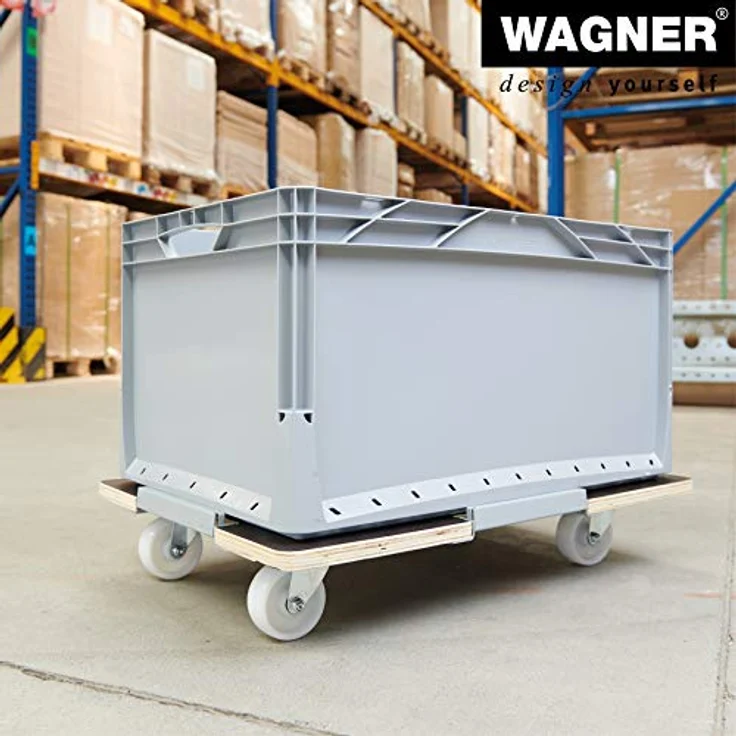 Transporthilfe MM 1381, 63 x 43 x 11 cm, harte Rollen 75 mm, Rollenlager, Sicherung, Platte FSC®, Tragkraft 250 kg – Bild 6