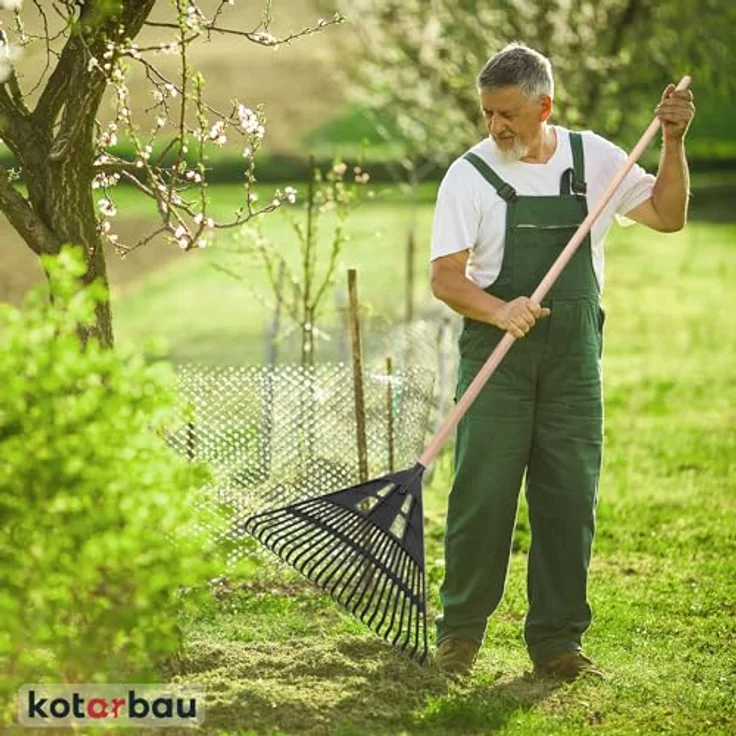 KOTARBAU® Laubrechen Kunststoff 61 cm - ohne Stiel - vielseitiger Laubbesen für Herbstlaub & Heckenschnitt - recycelter Kunststoff - schwarz – Bild 2