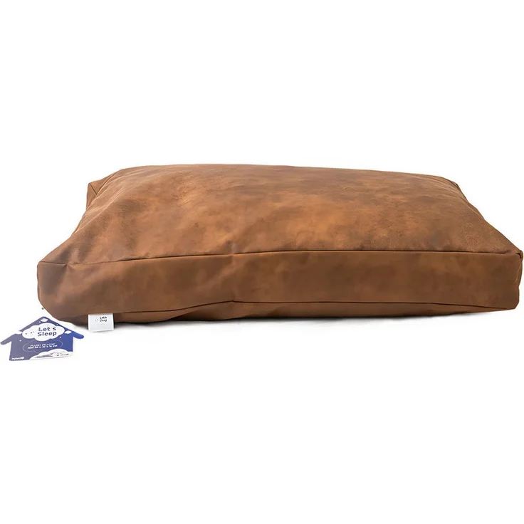 Holland Animal Care Lets Sleep Plush Pillow, Hundebett aus weichem Wildlederstoff, cognac