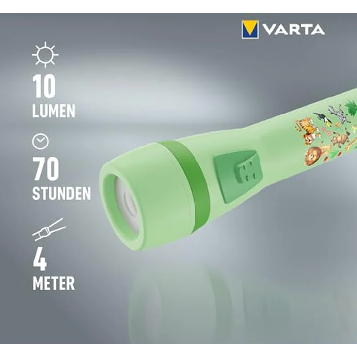 VARTA LED Taschenlampe Kids Flashlight 2AA, Niedliche Kindertaschenlampe mit hohem Sicherheitsstandard, bunt – Bild 4