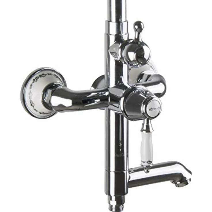 PaulGurkes Duscharmatur PGSETNXAP1, Duschsystem mit Kopfbrause, Handbrause und ausklappbarem Auslauf, Chrom – Bild 4