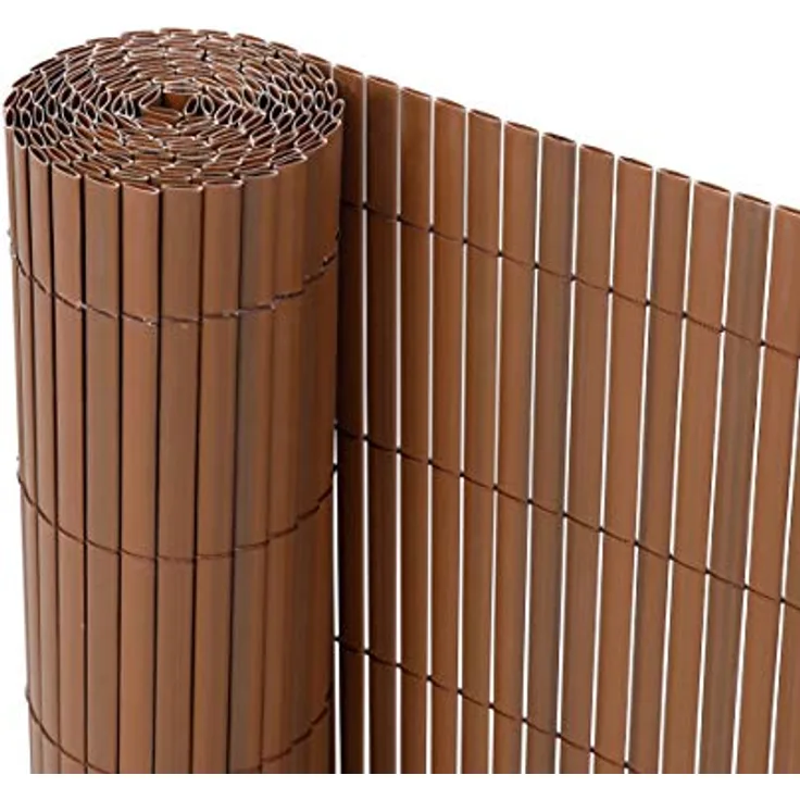 Ribelli® PVC Sichtschutzmatte, Sichtschutzzaun für Garten und Balkon, braun, 120 x 700 cm, wetterbeständig und leicht montierbar