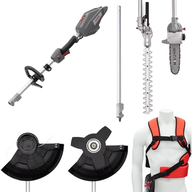 IKRA 36V Akku Multitool IB-MT 36, 4in1: Freischneider, Rasentrimmer, Heckenschere & Hochentaster mit umfangreichem Zubehör, kompatibel mit Bosch, geräuscharm & leistungsstark – Bild 1