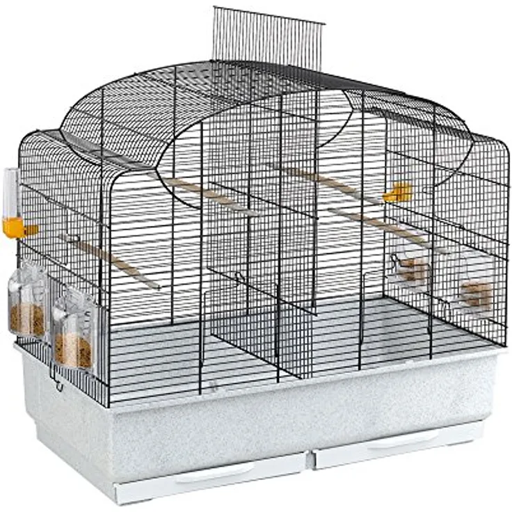 Ferplast Vogelkäfig Wellensittich Käfig Exotenkäfig, inkl. Vogelspielzeug, Vogel-Futternapf, Vogel-Sitzstangen, , Geeignet Brutperiode mit Trennwand, 71 x 38 x h 60,5 cm.