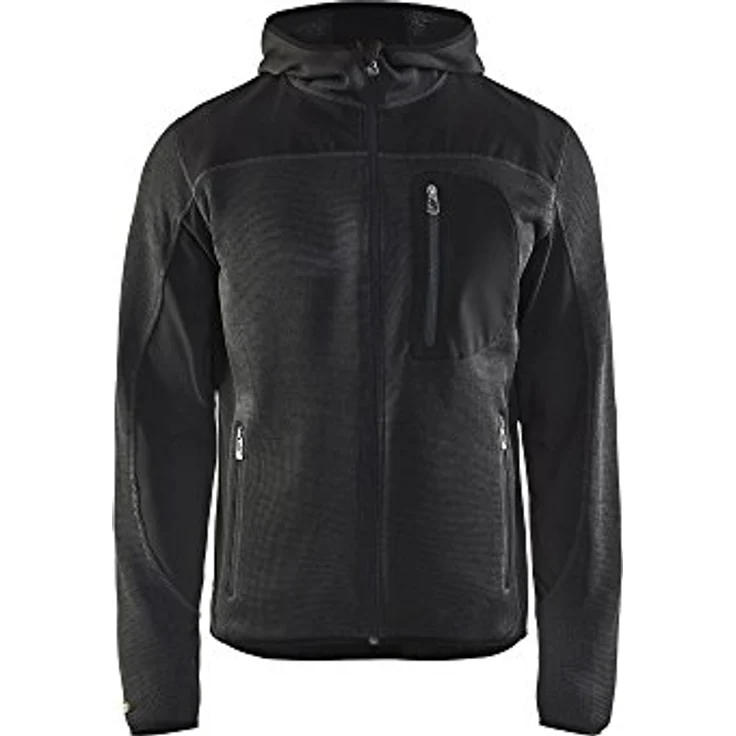 BLAKLÄDER® Herren Strickjacke 4930, Softshell-Einsätze, dunkelgrau/schwarz, Größe S, waschbar – Bild 1