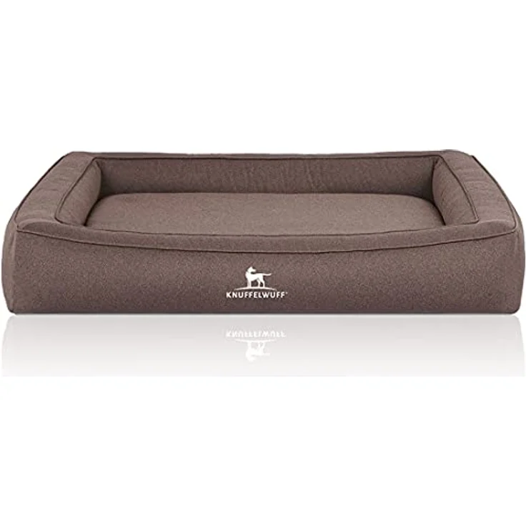 Knuffelwuff Orthopädisches Hundebett aus Velours mit Handwebcharakter Yukon XXXL 155 x 125cm Graubraun – Bild 2
