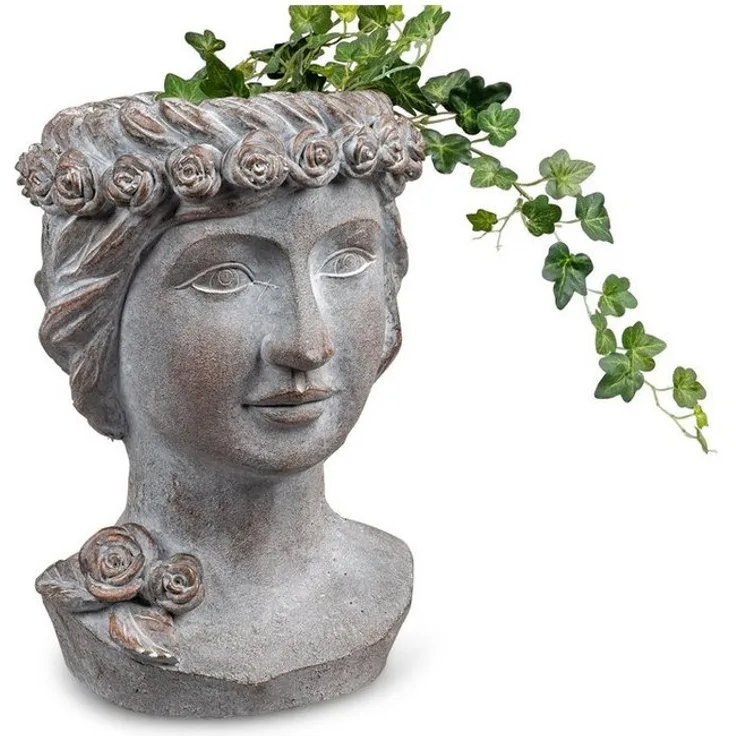 formano Pflanzkübel Büste Frau im Antik-Bronze-Stil, dekoratives Pflanzgefäß für Haus und Garten
