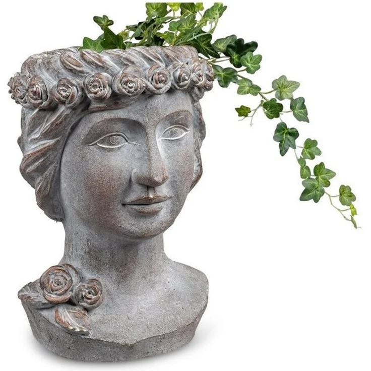 formano Pflanzkübel Büste Frau im Antik-Bronze-Stil, dekoratives Pflanzgefäß für Haus und Garten