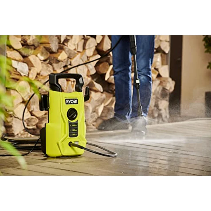 RYOBI 1400 W Elektro-Hochdruckreiniger RY100PWA, 100 bar Druck, 390 l/h Födermenge, 40° Wassertemperatur, Aluminiumpumpe, 5m Schlauch, 5m Kabel, Vario-Lanze – Bild 2