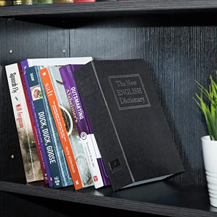 Amazon Basics Buch-Safe mit Kombinationsschloss, Groß, Schwarz - Tragbare Versteckbox für Wertsachen mit Stoffüberzug und 3-stelligem Zahlenschloss – Bild 2