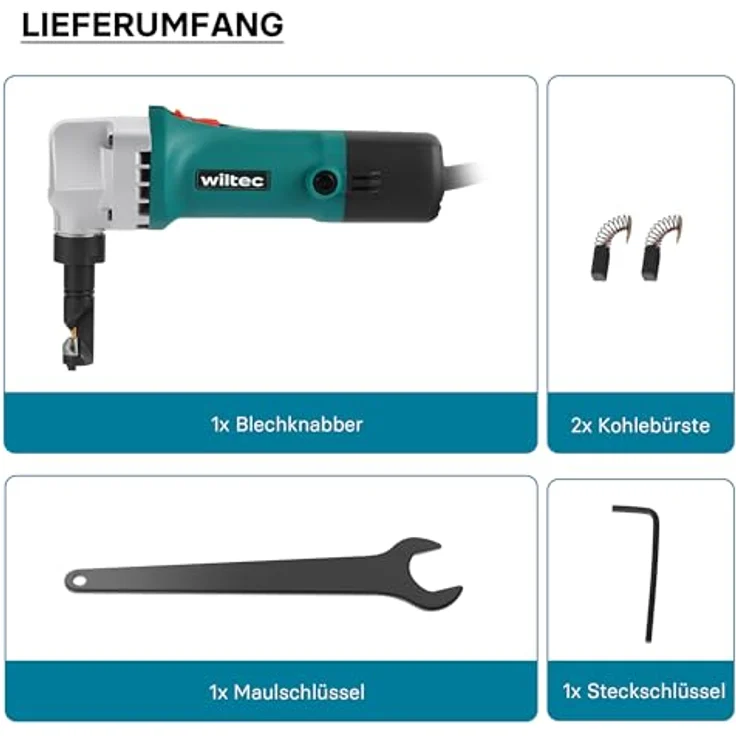 Wiltec Blechknabber 500W mit Schnitttiefe bis 2,5mm und um 360° drehbarer Knabberkopf – Bild 8