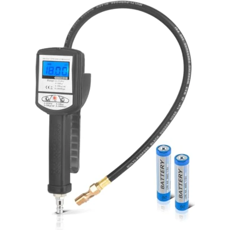 Stahlwerk Digitale Druckluft-Reifenfüllpistole DRP-18 ST, Messbereich 0-18 Bar, LCD-Display, ergonomisches Design, 590 mm Füllschlauch – Bild 1