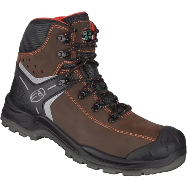 LEIBWÄCHTER L6310 Parma, niedrige Stiefel S3, braunes Crazy-Horse-Leder, mit Fiberglas-Zehenschutzkappe und PU-Überkappe, rutschhemmende Laufsohle – Bild 4