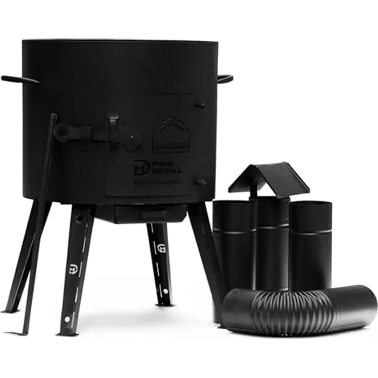 4BIG.fun Ø40 Uchag, 2mm Stahl Feuerofen mit Abzugsrohr und Adapter-Ringen, ideal für Camping und Außenküche – Bild 4