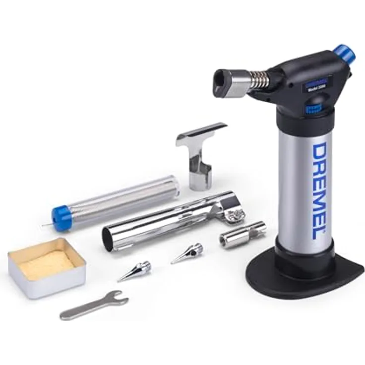 Bosch Home & Garden Lötkolben VersaFlame (2200-5), Multifunktionaler Butangas Lötkolben mit Piezo-Zündung, 34ml Tankinhalt, bis zu 1200 °C