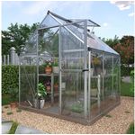 KONIFERA Gewächshaus 182 x 185 x 208 cm, 4 mm Wandstärke, mit Fundamentrahmen, silberfarben, 1 Fenster, Einflügeltür