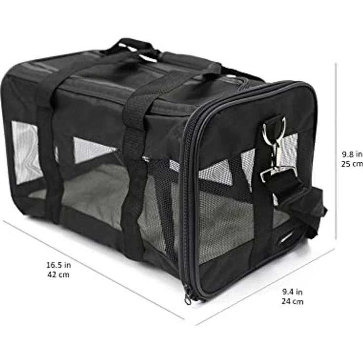Amazon Basics Transporttasche für Haustiere, weiche Seitenteile, Schwarz, Größe M – Bild 2