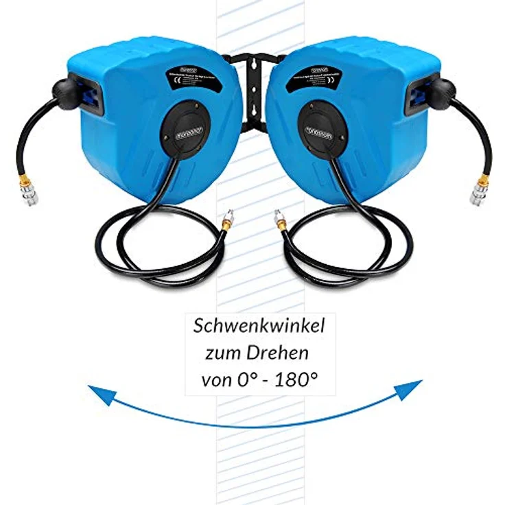Deuba Automatischer Druckluftschlauch Aufroller, 10 m Schlauchtrommel mit Wandhalterung und 3/8" Anschluss – Bild 7