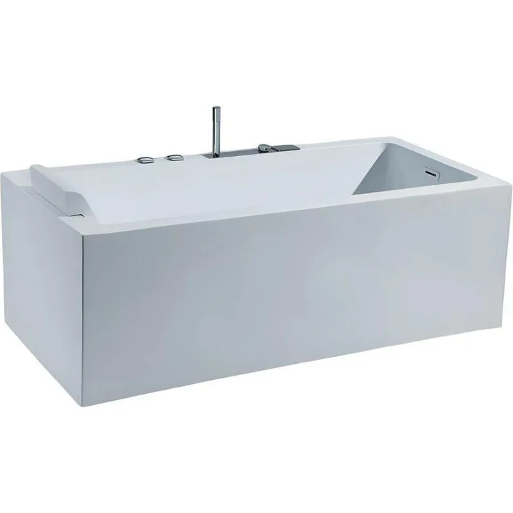 Xlmoebel Komfortwanne, Badewanne aus Acryl in Weiß mit zentralem Ablauf, rechteckig, 80 cm breit, Made in Europa