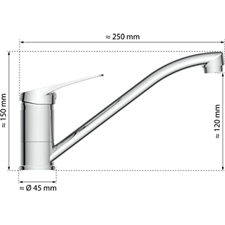 Eisl Spültischarmatur Speed 360° schwenkbarer Wasserhahn, Mischbatterie Küche mit geräuscharmer Qualitäts-Kartusche, inklusive Montageset – Bild 5
